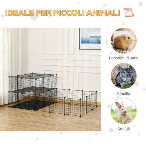 Enclos lapins métal résine pour cochons d'Inde parc avec échelle 175x105x70cm noir - ComfortXL Outdoor Living - Image 6