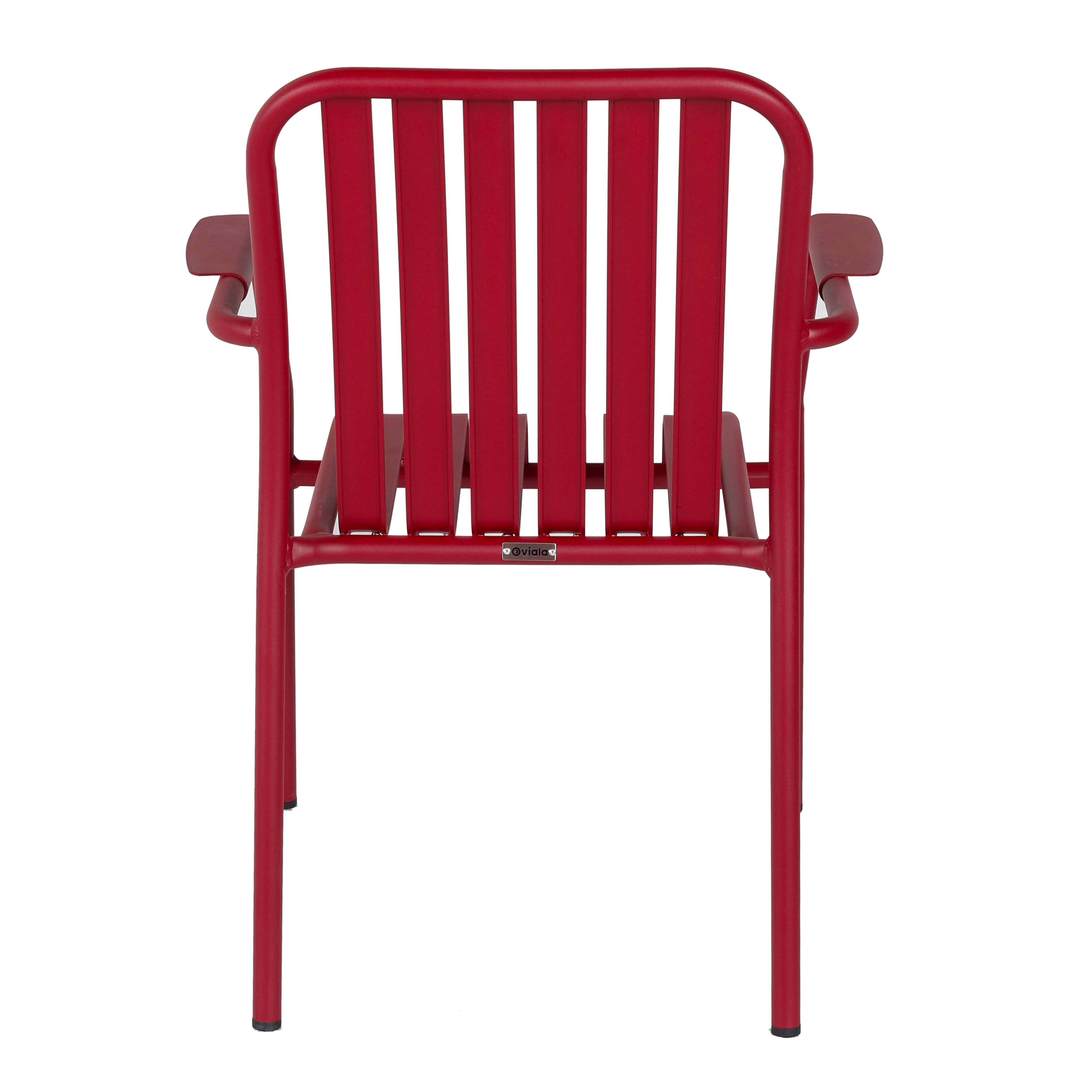 Oviala - Chaise de terrasse avec accoudoirs en aluminium rouge Faro - Oviala - Imagen 5