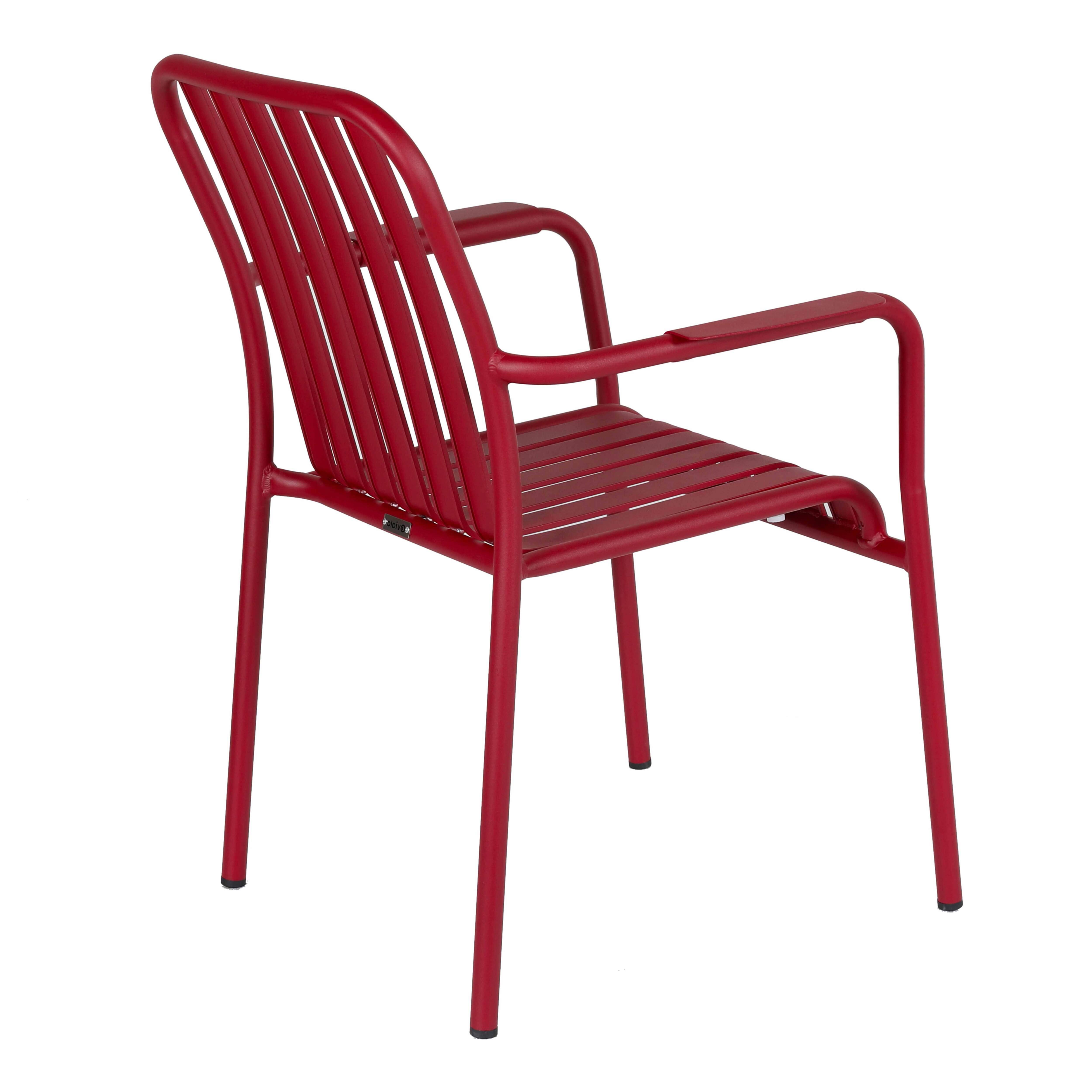 Oviala - Chaise de terrasse avec accoudoirs en aluminium rouge Faro - Oviala - Imagen 4