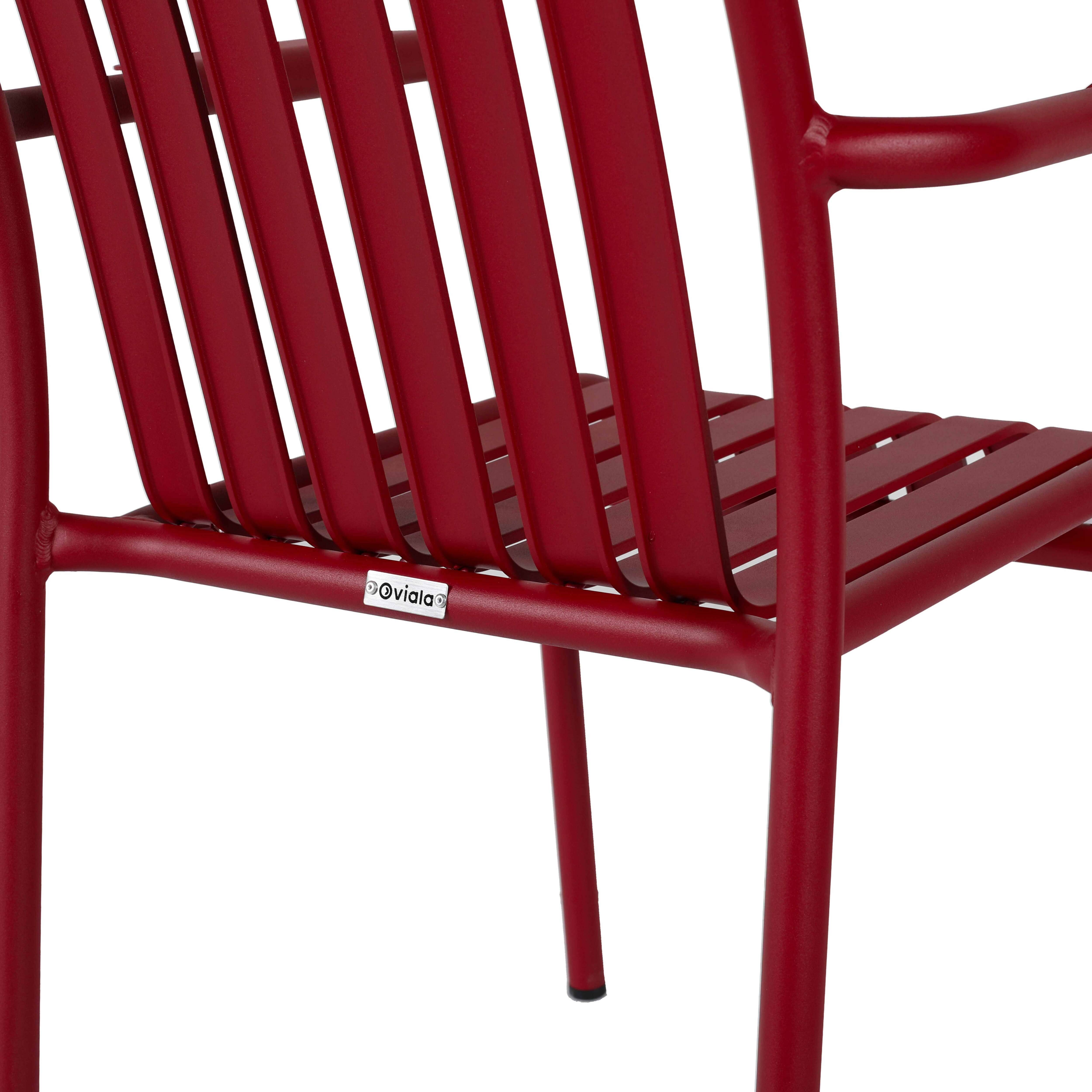 Oviala - Chaise de terrasse avec accoudoirs en aluminium rouge Faro - Oviala - Imagen 6