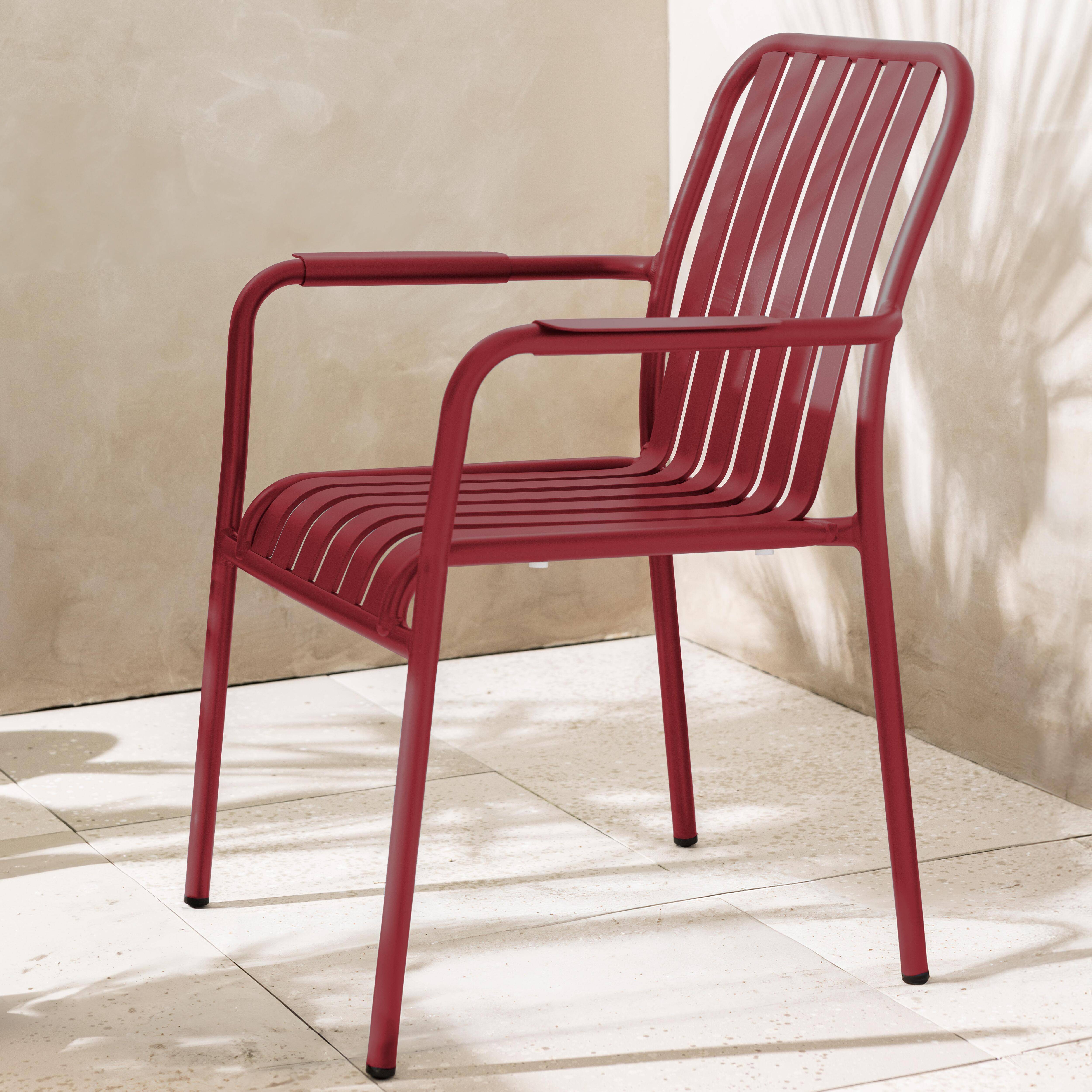 Oviala - Chaise de terrasse avec accoudoirs en aluminium rouge Faro - Oviala - Imagen 2
