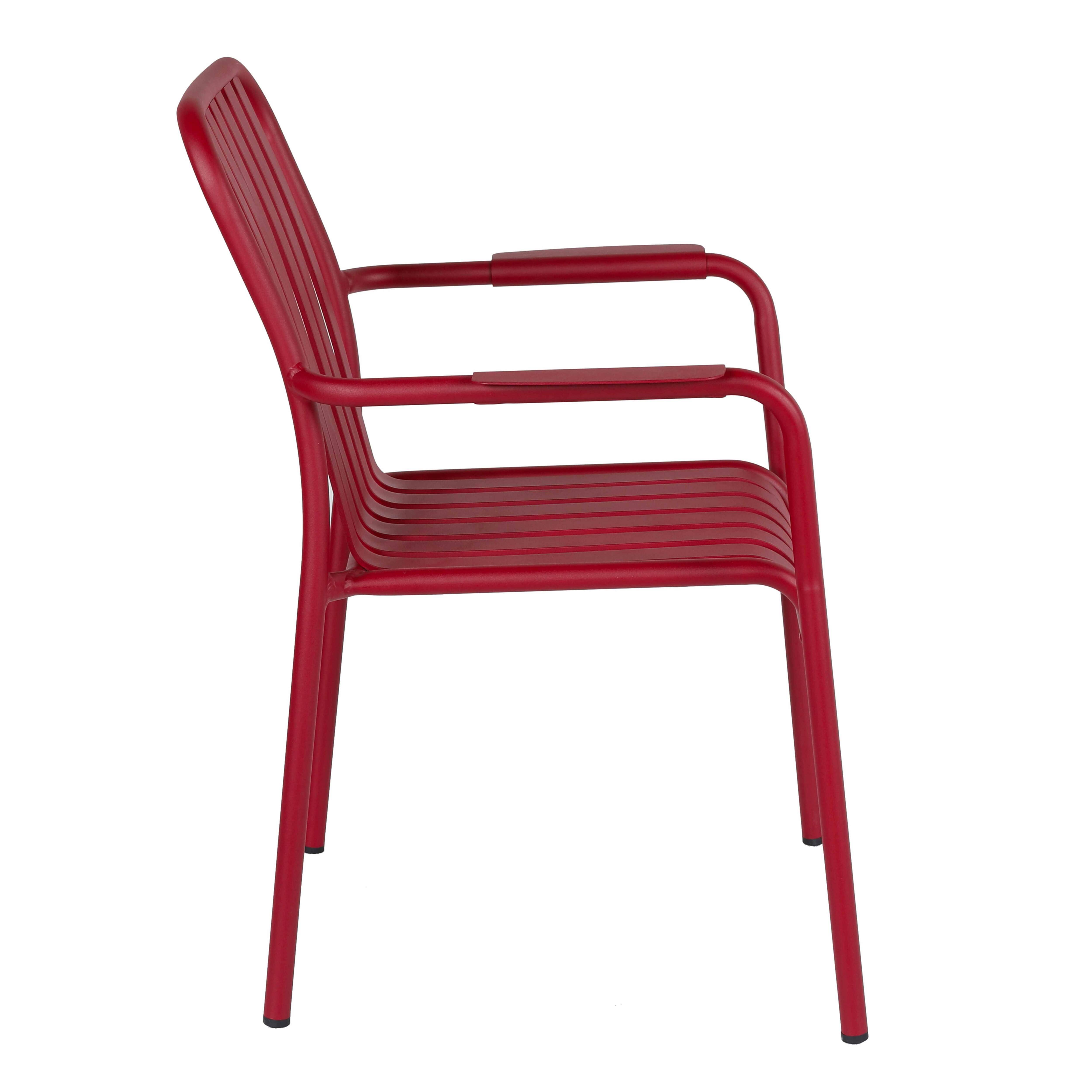 Oviala - Chaise de terrasse avec accoudoirs en aluminium rouge Faro - Oviala - Imagen 3