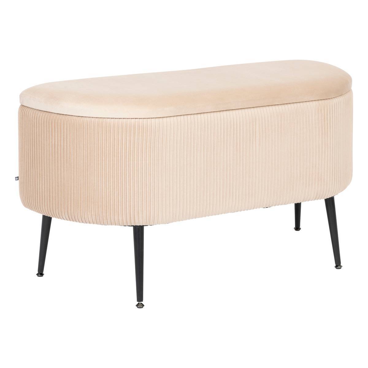 Atmosphera - Banc coffre velours Solaro beige 100x40cm - Atmosphera Créateur d'intérieur - Image 2