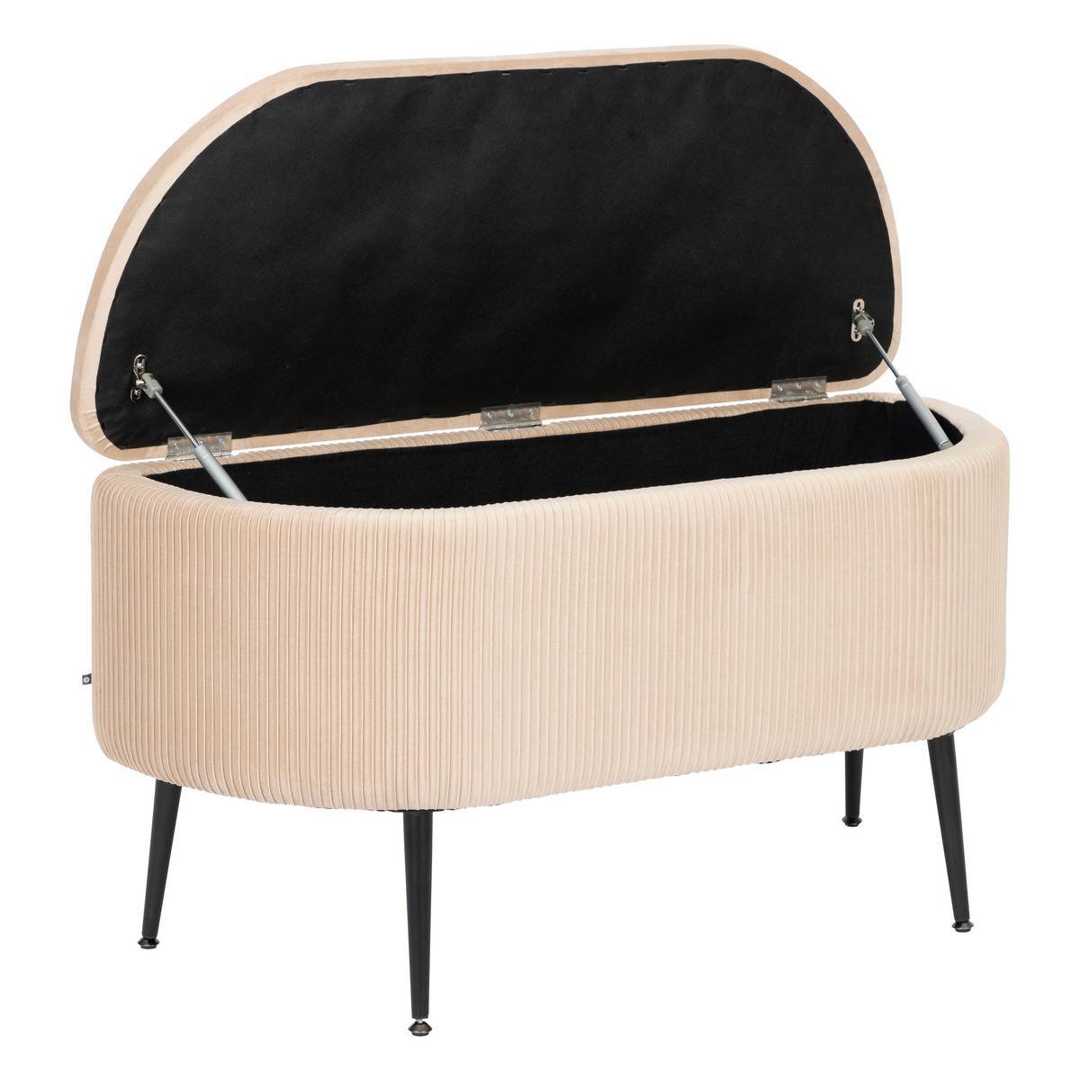 Atmosphera - Banc coffre velours Solaro beige 100x40cm - Atmosphera Créateur d'intérieur - Image 3