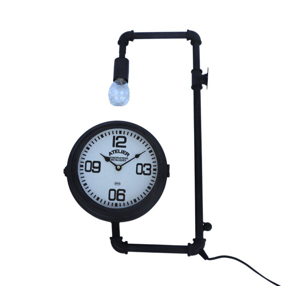 Chemin De Campagne - Horloge murale gare double face décorative vintage métal taupe 57cm Chemin de campagne