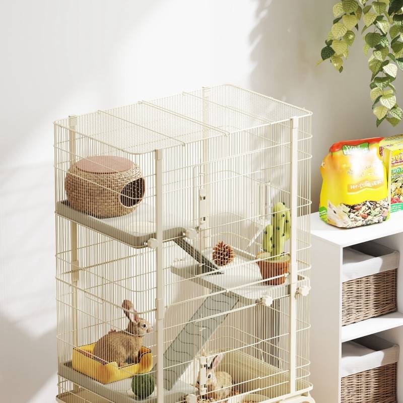 PANGIVO - Cage petits animaux 4 niveaux intérieur 69 x 44 x 120 cm acier beige - PANGIVO - Image 8