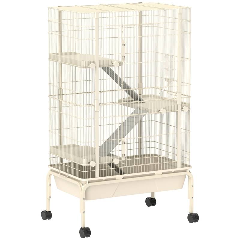 PANGIVO - Cage petits animaux 4 niveaux intérieur 69 x 44 x 120 cm acier beige - PANGIVO - Image 1