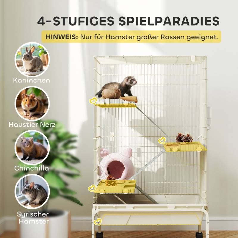 PANGIVO - Cage petits animaux 4 niveaux intérieur 69 x 44 x 120 cm acier beige - PANGIVO - Image 4