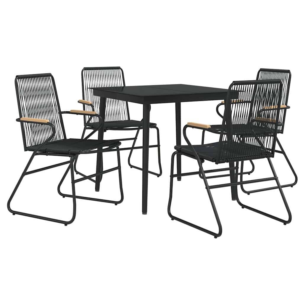 Vidaxl - Ensemble à manger de jardin 5 pcs-Salons de jardin Noir Rotin PVC 157783 - Image 3