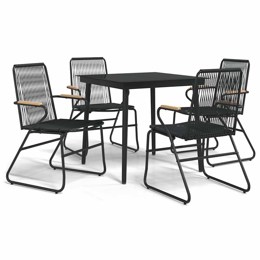 Vidaxl - Ensemble à manger de jardin 5 pcs-Salons de jardin Noir Rotin PVC 157783 - Image 2