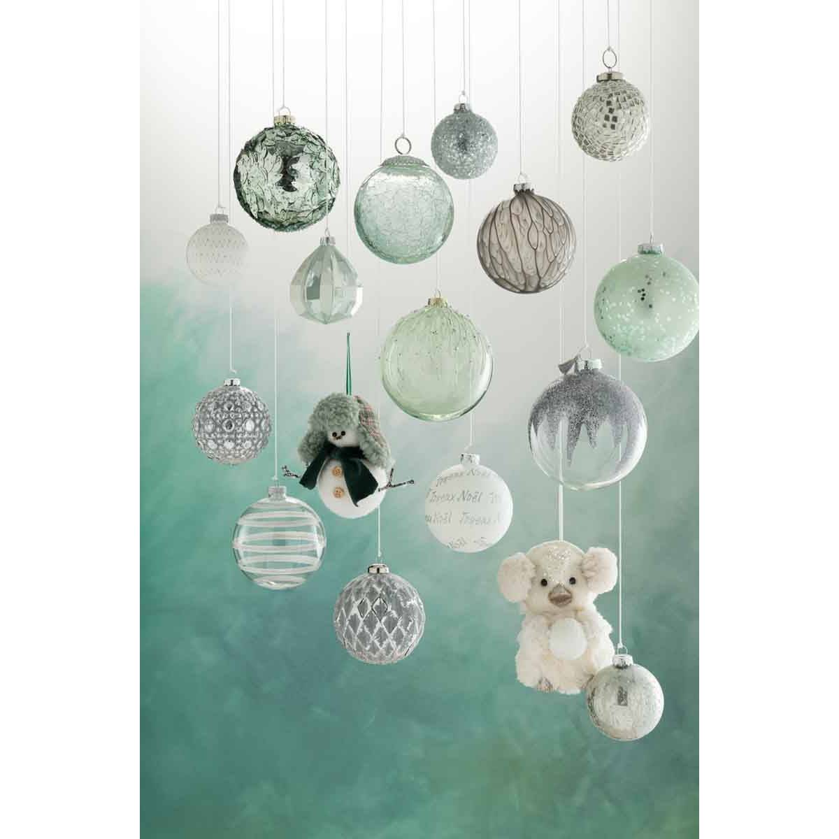 J-Line - Boite de 4 boules de Noël en verre vert menthe 10.5x10.5x12 cm - J-Line - Image 2
