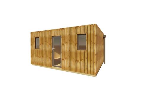 Sans Marque - STUDIO DE JARDIN / 19,5 m2 - 5,55 x 3,52m / Plancher isolé / Bardage Brun / Intérieur OSB / Livraison Gratuite / Studio Français - Image 2