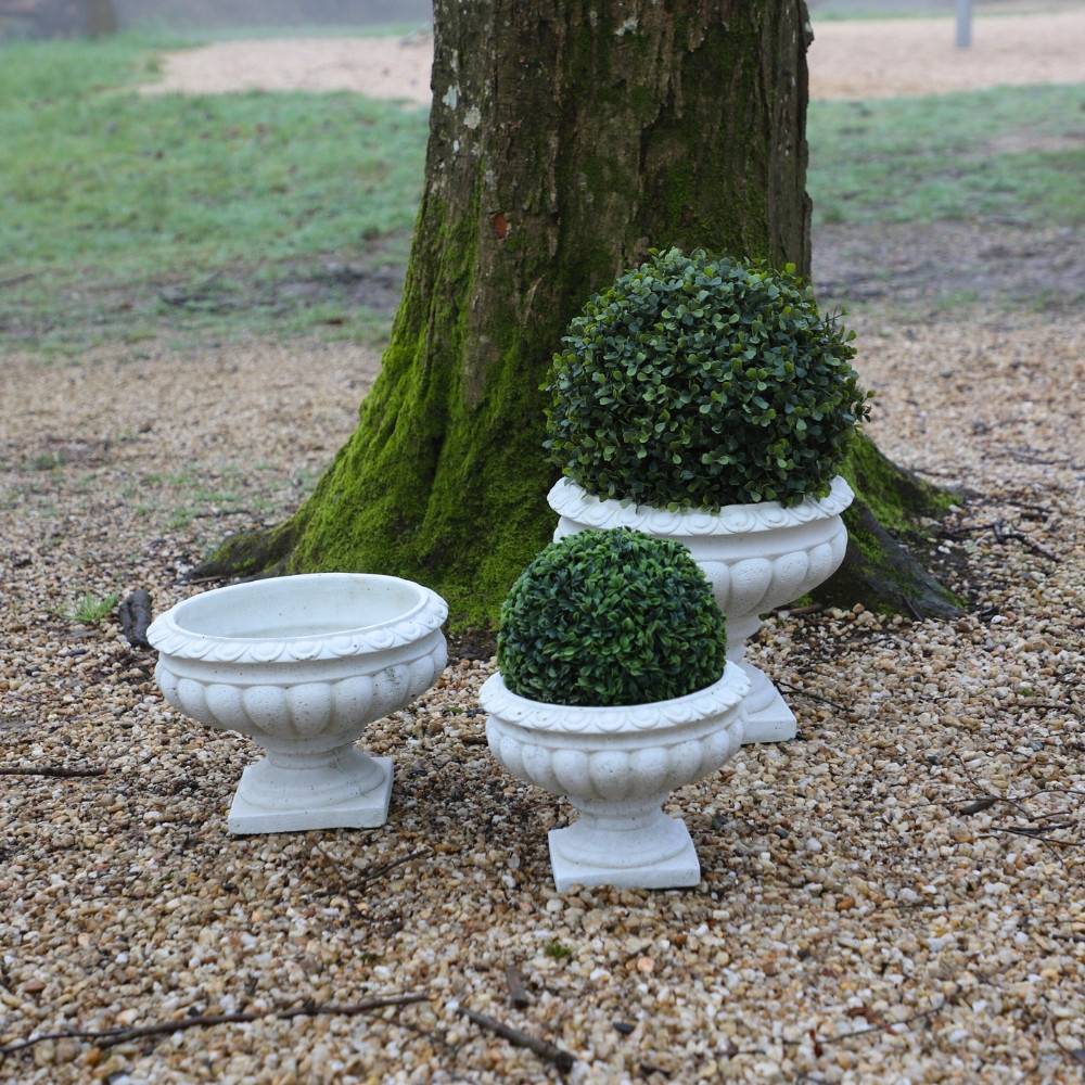 Vase médicis jardin en béton blanc 26 x 19.5 cm Chemin de campagne - Imagen 4