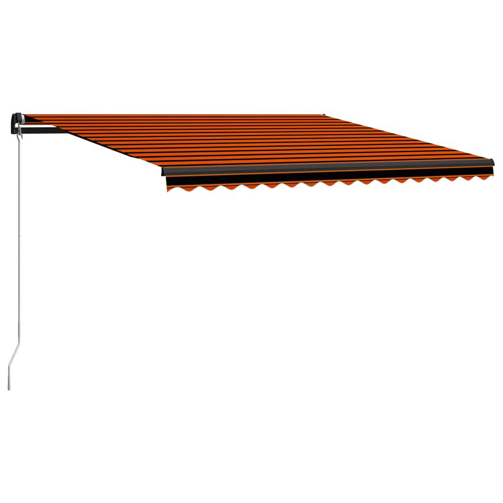 Auvent Rétractable Manuel Aluminium Terrasse Protection UV 450x300cm Orange Marron - ComfortXL Outdoor Living - Image 1