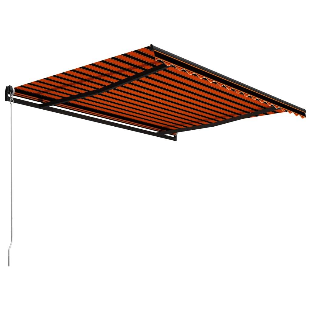 Auvent Rétractable Manuel Aluminium Terrasse Protection UV 450x300cm Orange Marron - ComfortXL Outdoor Living - Image 3