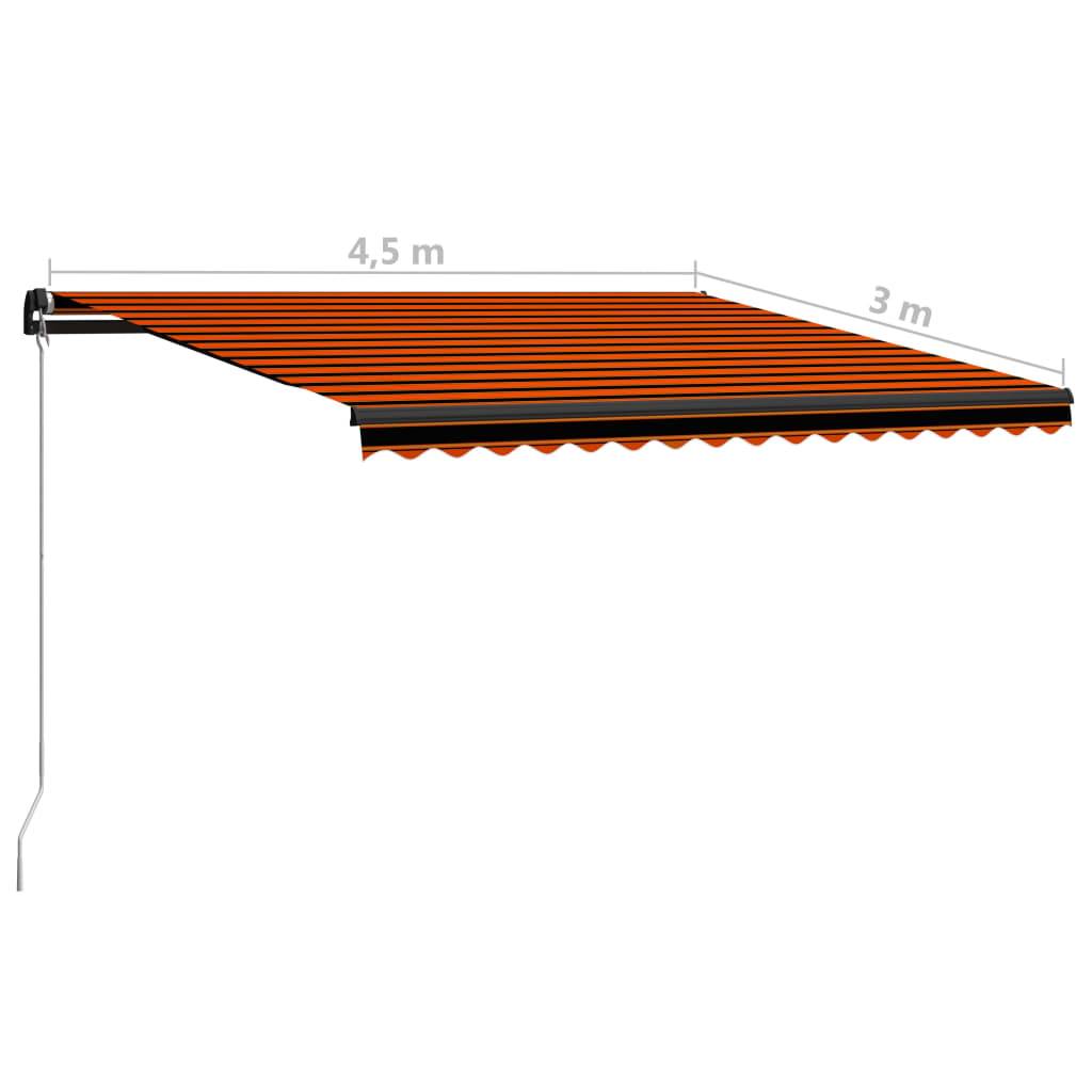 Auvent Rétractable Manuel Aluminium Terrasse Protection UV 450x300cm Orange Marron - ComfortXL Outdoor Living - Image 7