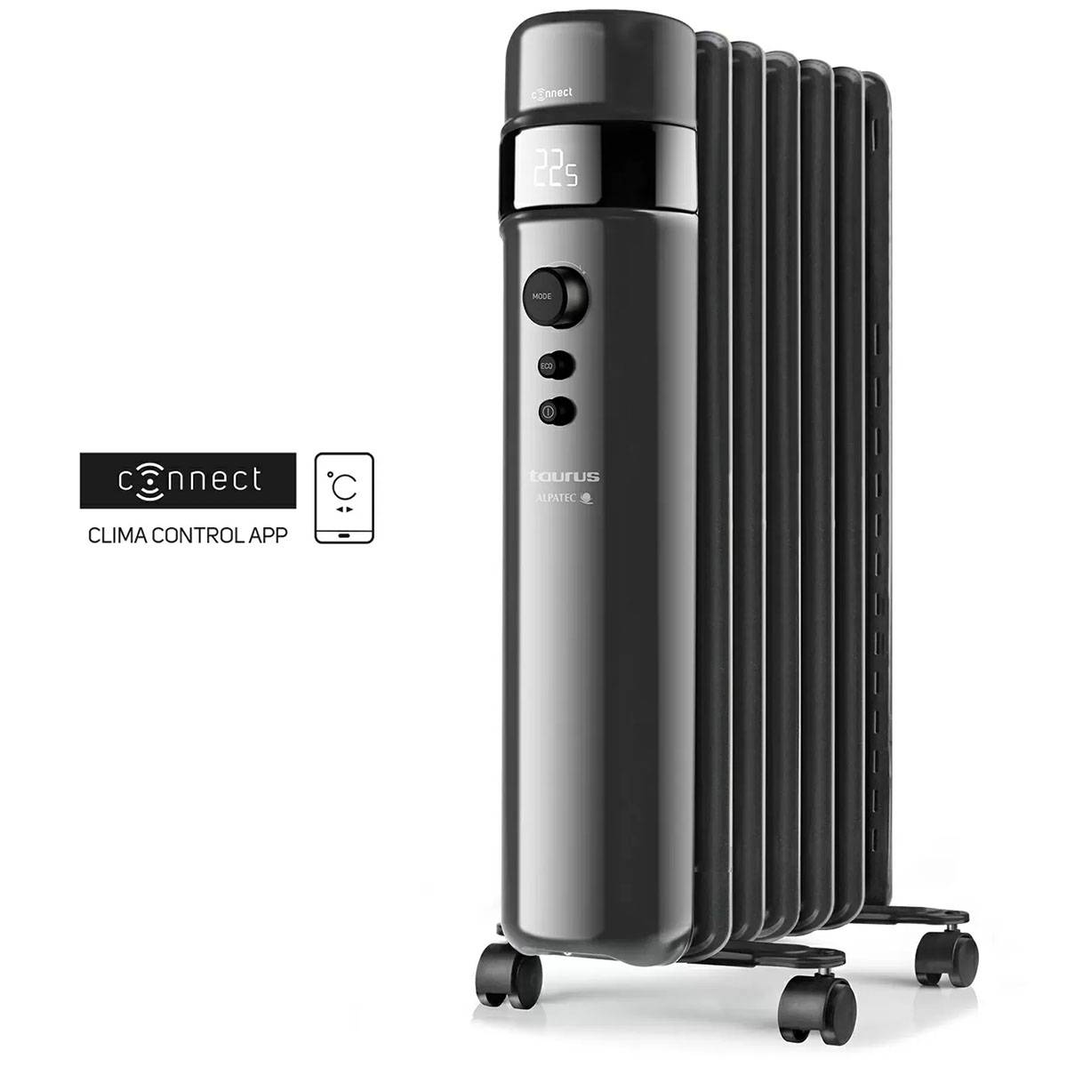 Radiateur à bain d'huile connecté 1500w noir AGADIR CONNECT 1500 Taurus Alpatec - Imagen 1