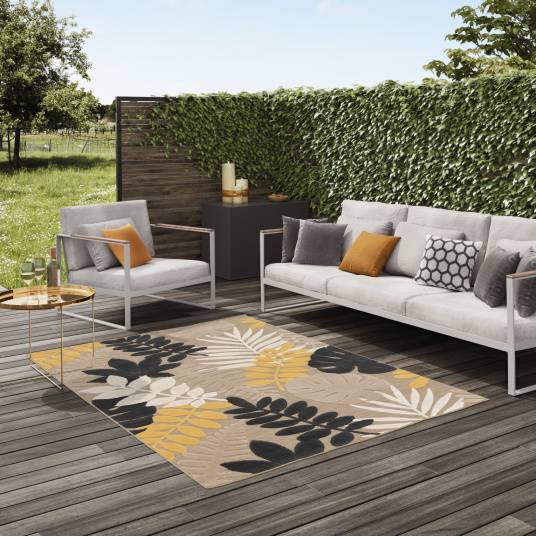 Decoweb - Tapis extérieur et intérieur en relief - Palmera - Beige et noir - 160 x 230 cm - Decoweb - Imagen 2