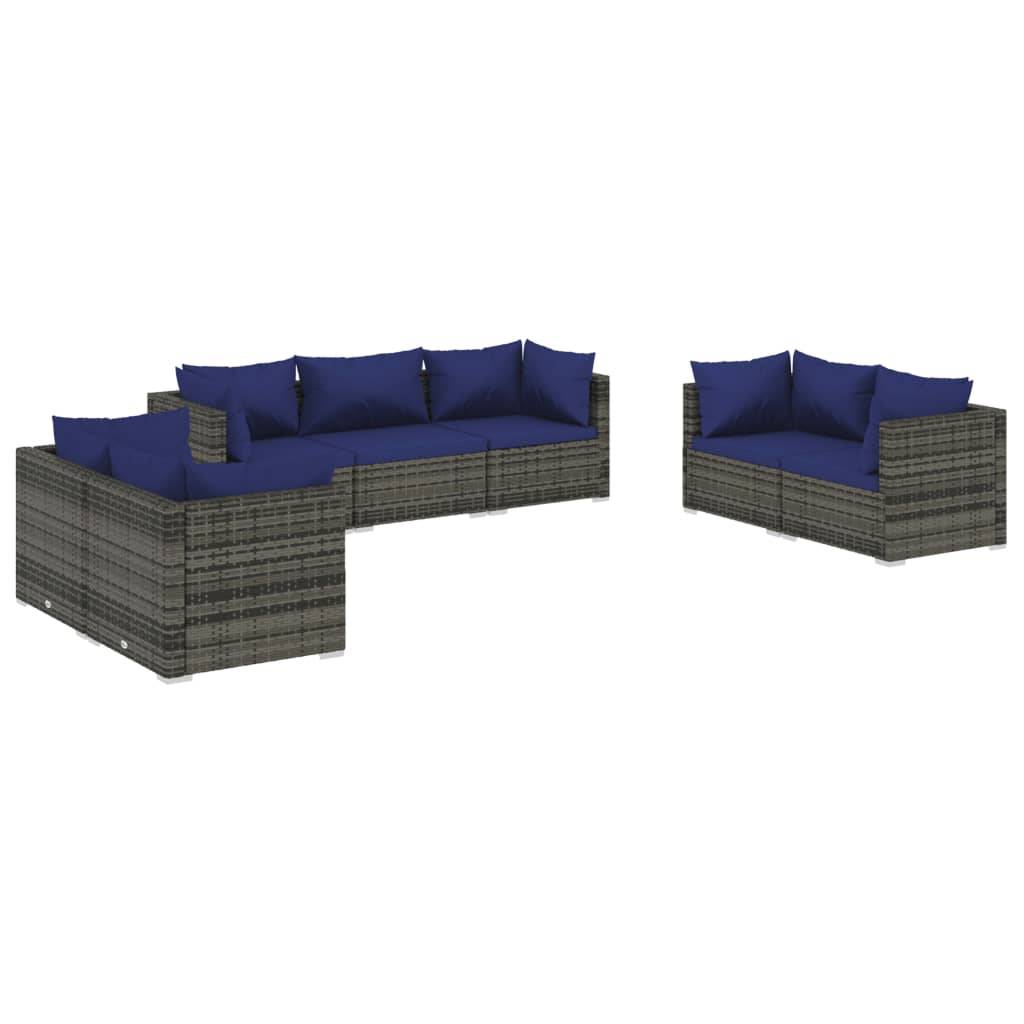 Helloshop26 - Salon de jardin meuble d'extérieur ensemble de mobilier 7 pièces avec coussins résine tressée gris - Imagen 1
