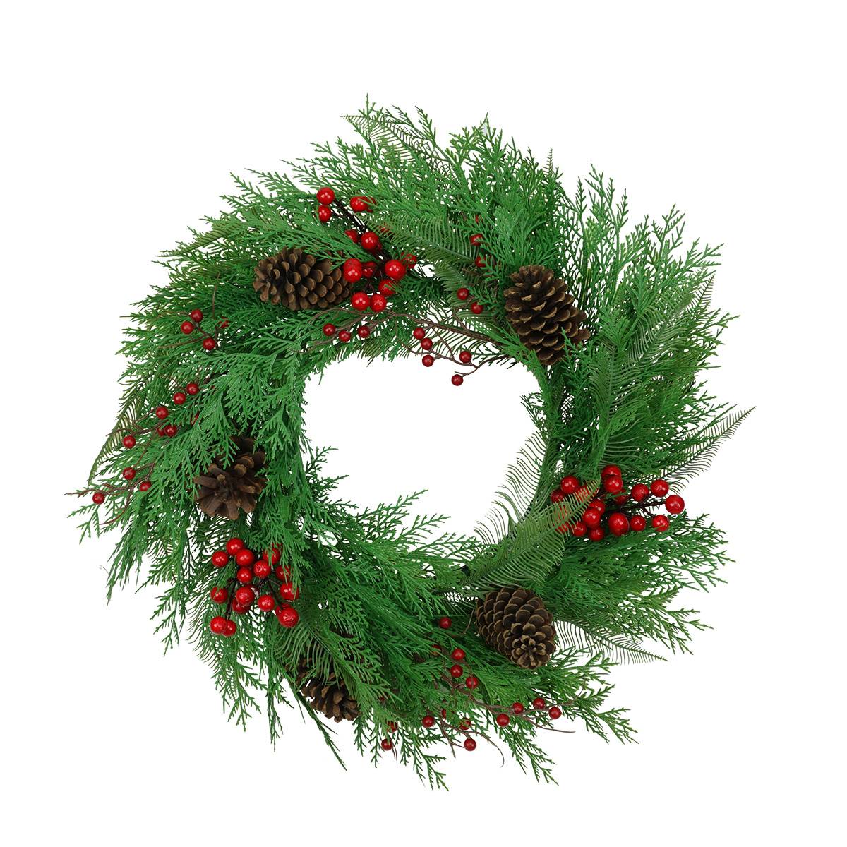 Couronne de Noël artificielle à baies rouges Ø60 cm - Little Grove - Image 1
