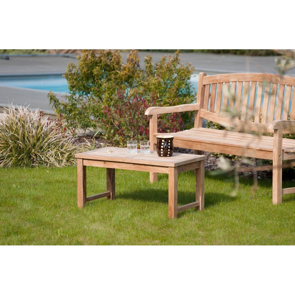 Macabane - FUN - Table basse de jardin rectangulaire 90x45cm en bois Teck - Imagen 3