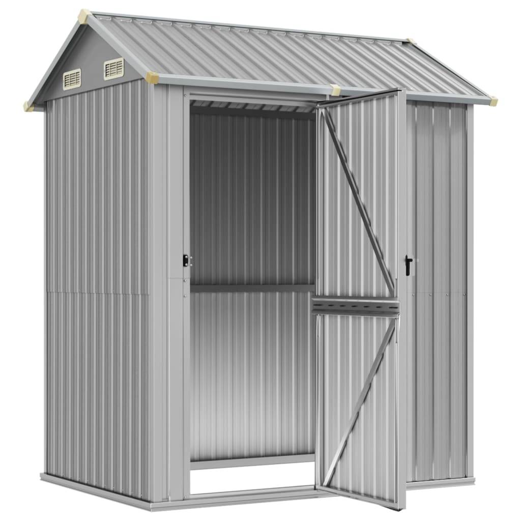 Helloshop26 - Abri de jardin cabane cabanon maison de stockage remise extérieur hangar outils robuste clair 192 x 152,5 x 237 cm acier galvanisé gris - Imagen 2