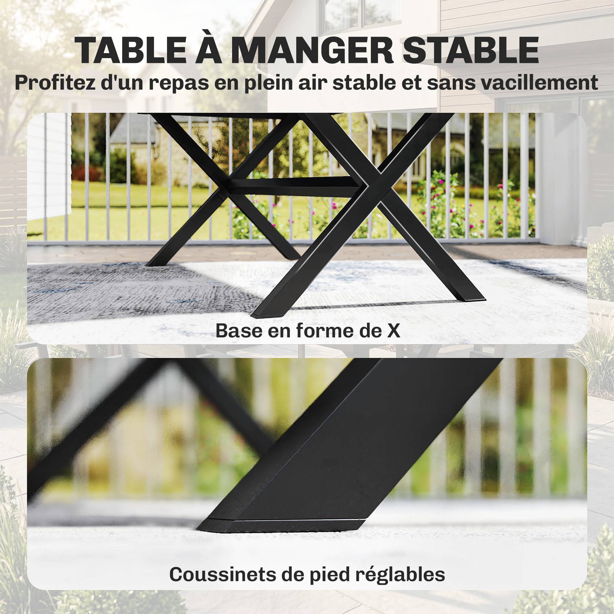 Ensemble repas de jardin aluminium gris 160 x 86 x 72 cm - PANGIVO - Image 9