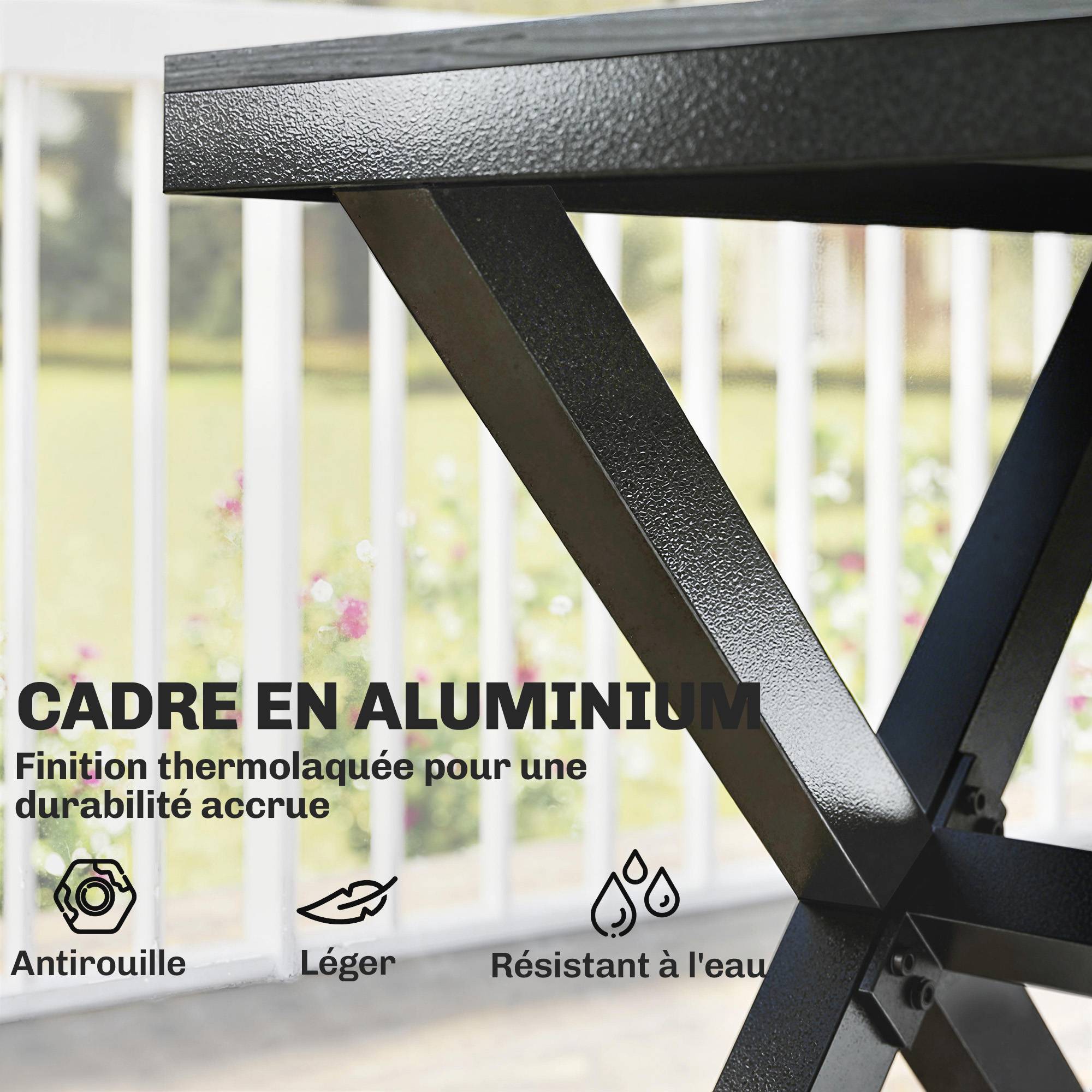 Ensemble repas de jardin aluminium gris 160 x 86 x 72 cm - PANGIVO - Image 6
