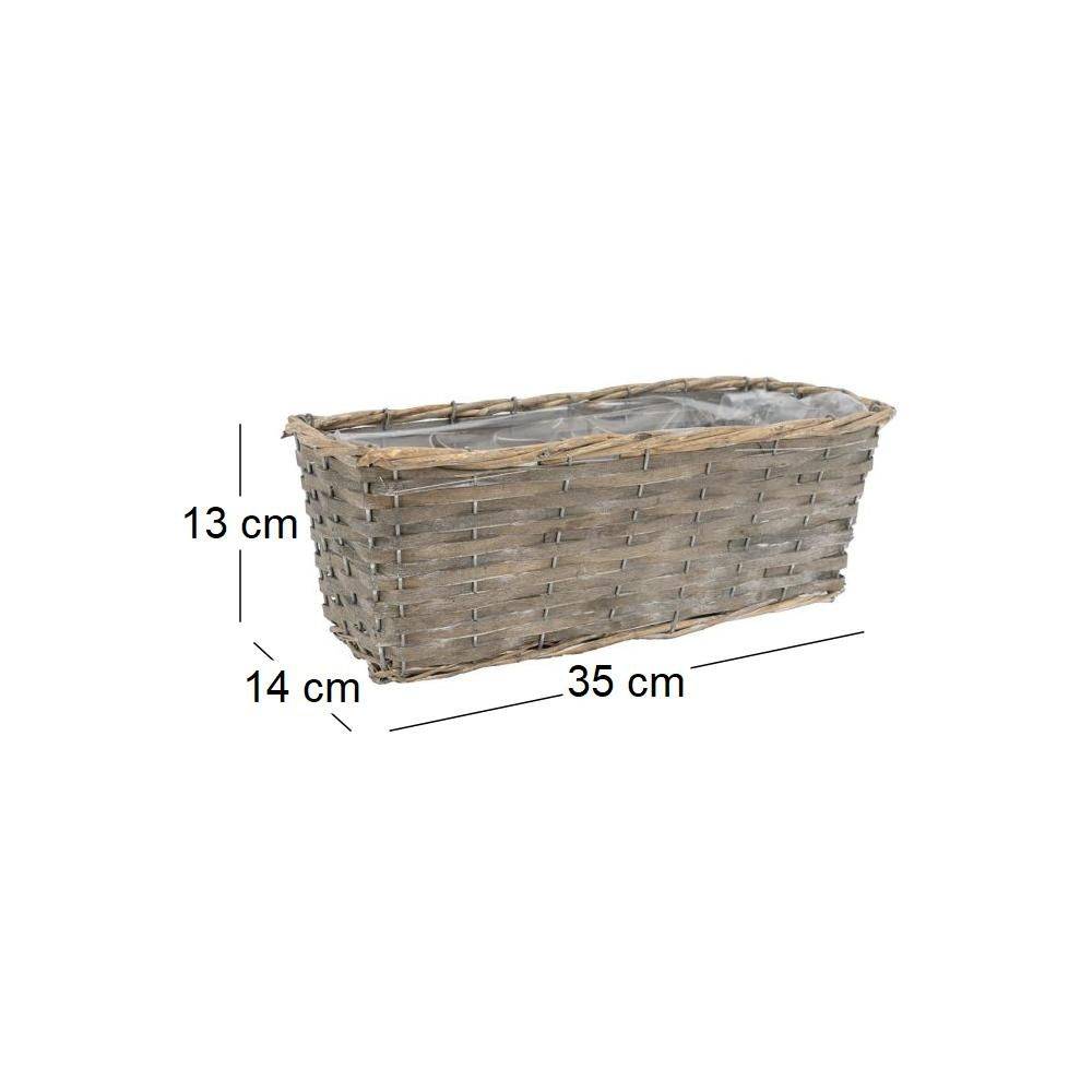 Aubry Gaspard - Jardinière en osier et bois 35 x 14 x 13 cm - Imagen 3