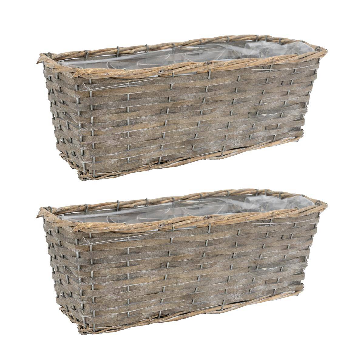 Aubry Gaspard - Jardinière en osier et bois 35 x 14 x 13 cm - Imagen 1
