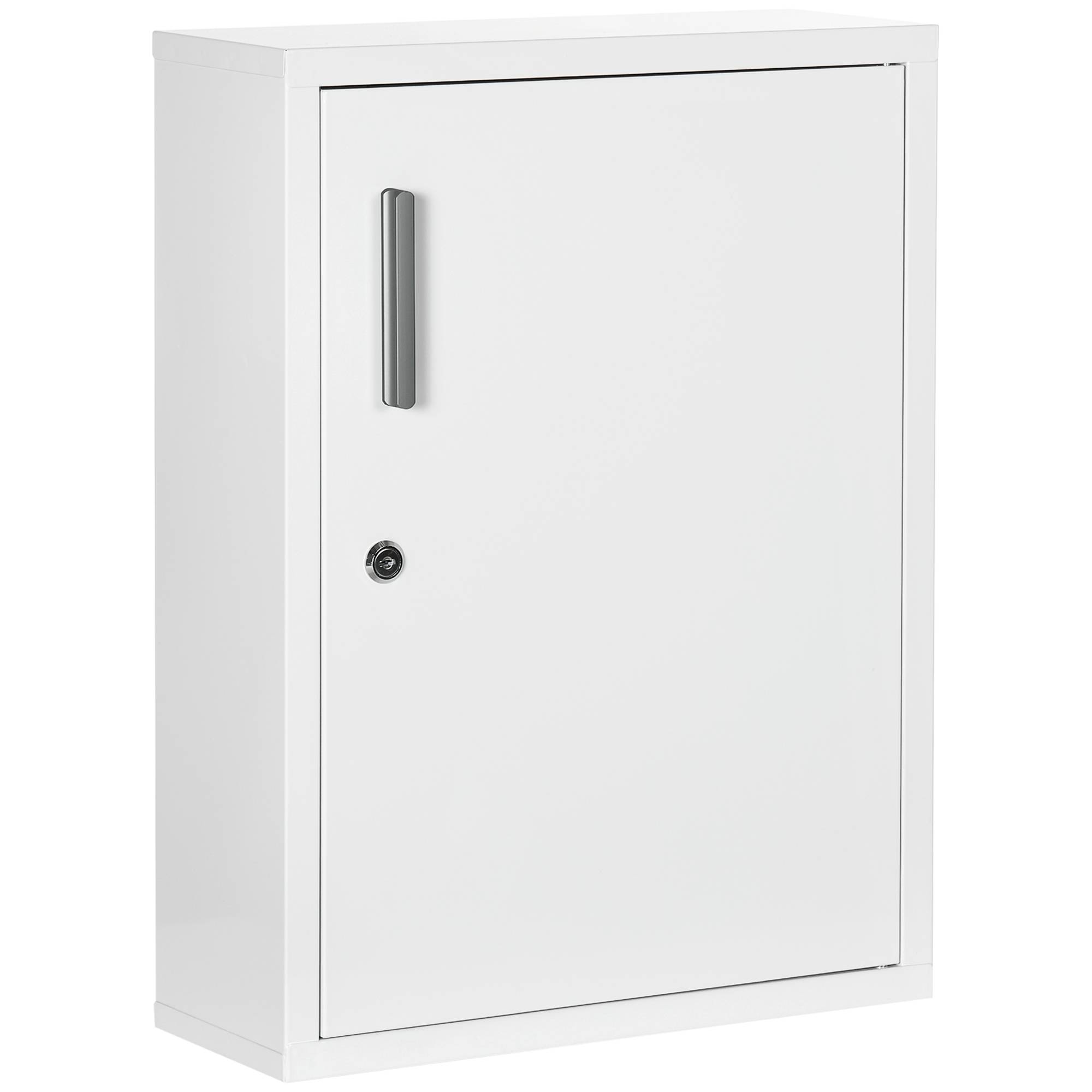 Sans Marque - Armoire pharmacie 2 étagères 3 niveaux porte verrouillable 2 clés 40x15x53,5 cm blanc - Image 1