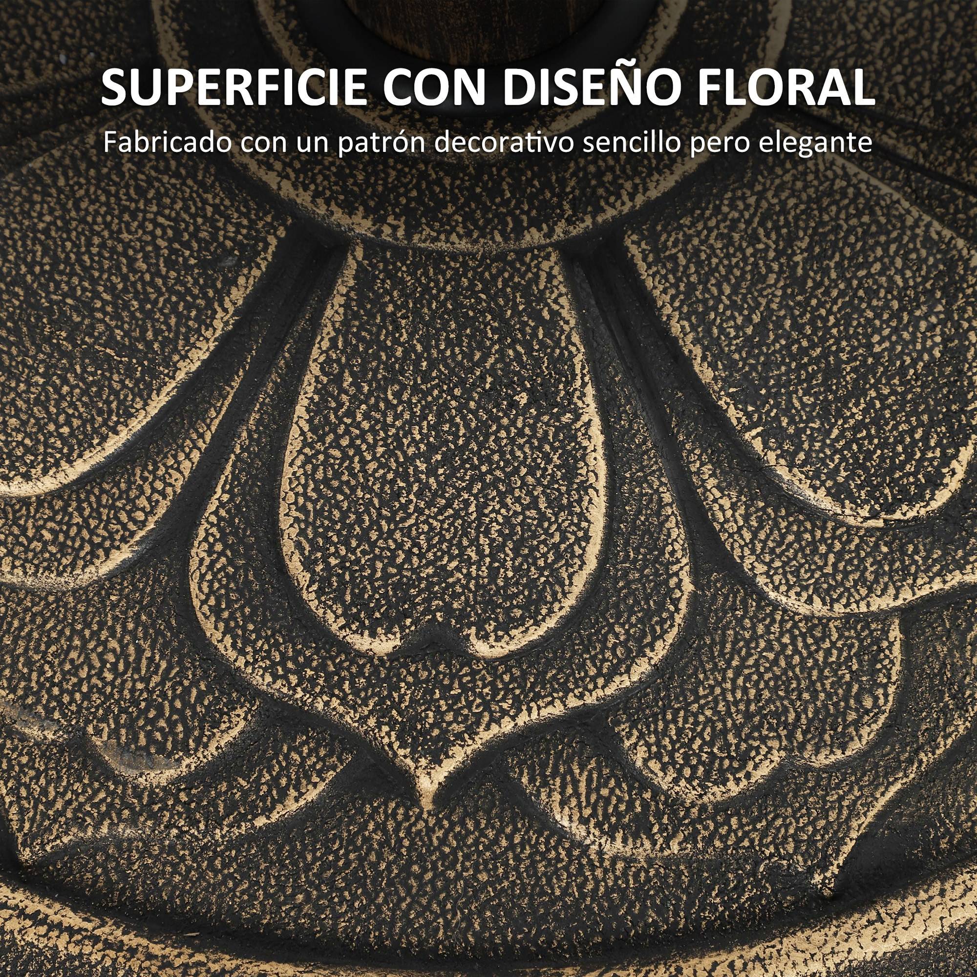 Base parasol design retro fleur de lotus 12 kg, jardin patio terrasse Ø46x33 cm, bronze - Image 8