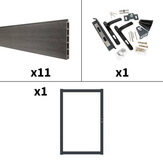 Kit Portillon Composite CRUZ Ardoise - Hauteur : 183cm - Largeur max : 120 cm - Largeur ajustable - Compatible clôture CRUZ - Image 4