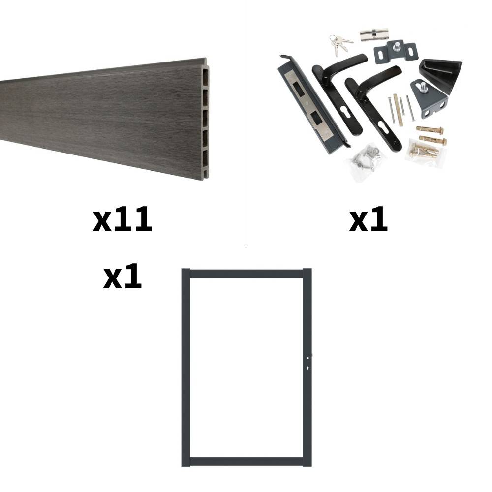 Kit Portillon Composite CRUZ Ardoise - Hauteur : 183cm - Largeur max : 120 cm - Largeur ajustable - Compatible clôture CRUZ - Image 4