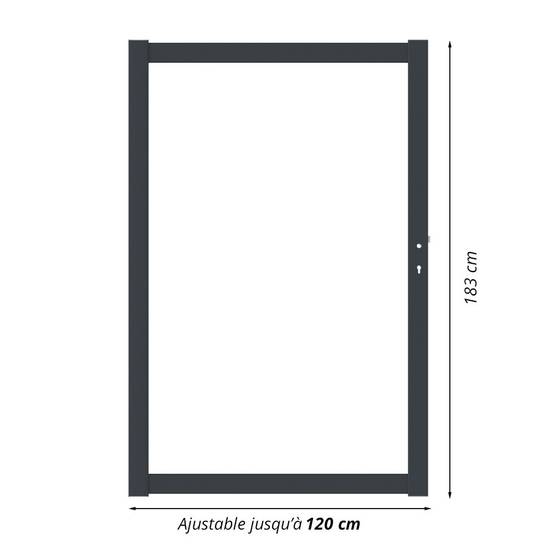 Kit Portillon Composite CRUZ Ardoise - Hauteur : 183cm - Largeur max : 120 cm - Largeur ajustable - Compatible clôture CRUZ - Image 6