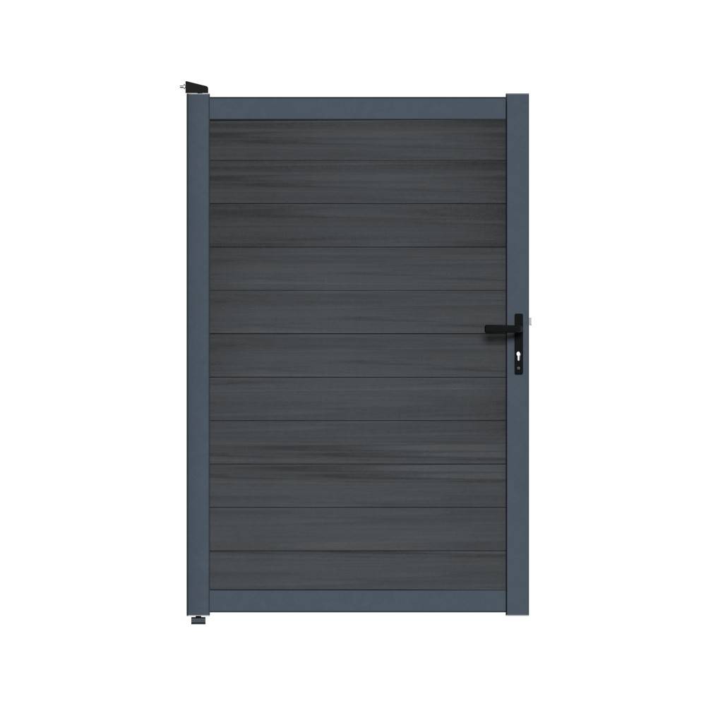 Kit Portillon Composite CRUZ Ardoise - Hauteur : 183cm - Largeur max : 120 cm - Largeur ajustable - Compatible clôture CRUZ - Image 2