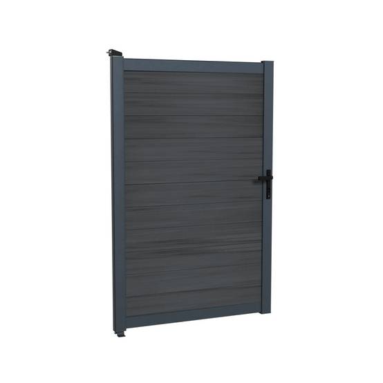 Kit Portillon Composite CRUZ Ardoise - Hauteur : 183cm - Largeur max : 120 cm - Largeur ajustable - Compatible clôture CRUZ - Image 3