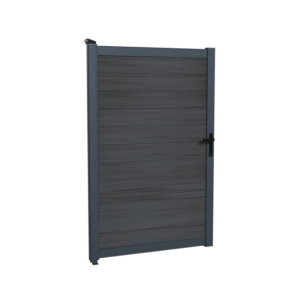 Kit Portillon Composite CRUZ Ardoise - Hauteur : 183cm - Largeur max : 120 cm - Largeur ajustable - Compatible clôture CRUZ - Image 3