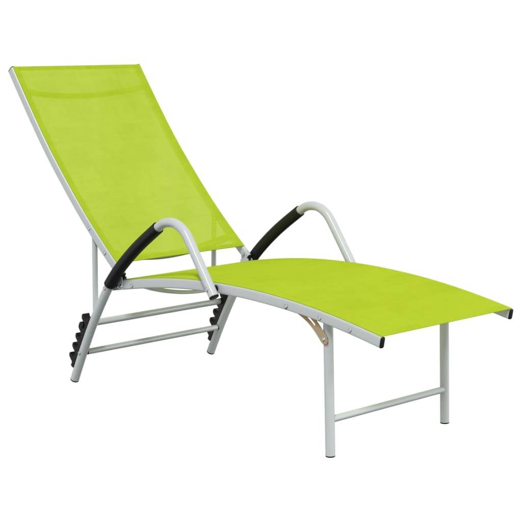 Helloshop26 - Transat chaise longue bain de soleil lit de jardin terrasse meuble d'extérieur textilène et aluminium vert - Imagen 1
