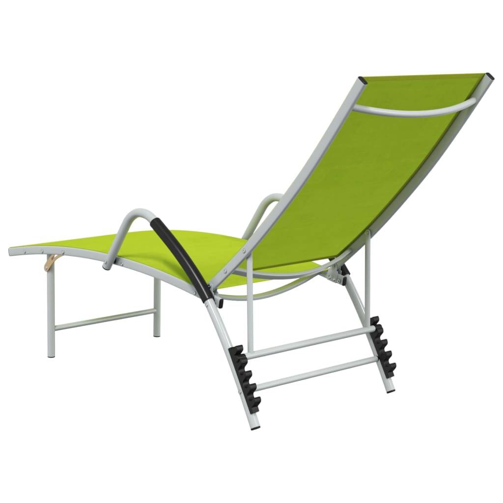 Helloshop26 - Transat chaise longue bain de soleil lit de jardin terrasse meuble d'extérieur textilène et aluminium vert - Imagen 3