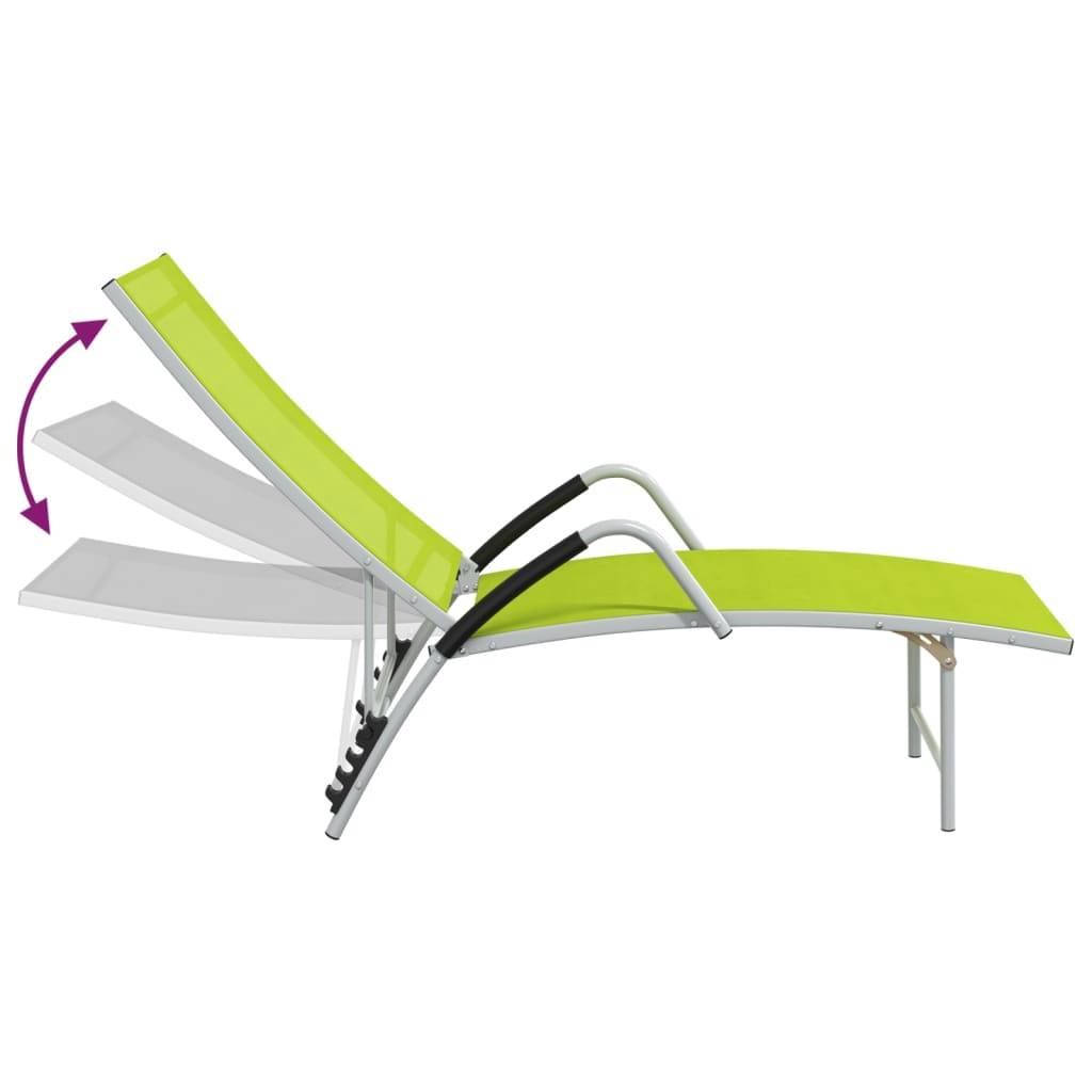 Helloshop26 - Transat chaise longue bain de soleil lit de jardin terrasse meuble d'extérieur textilène et aluminium vert - Imagen 4
