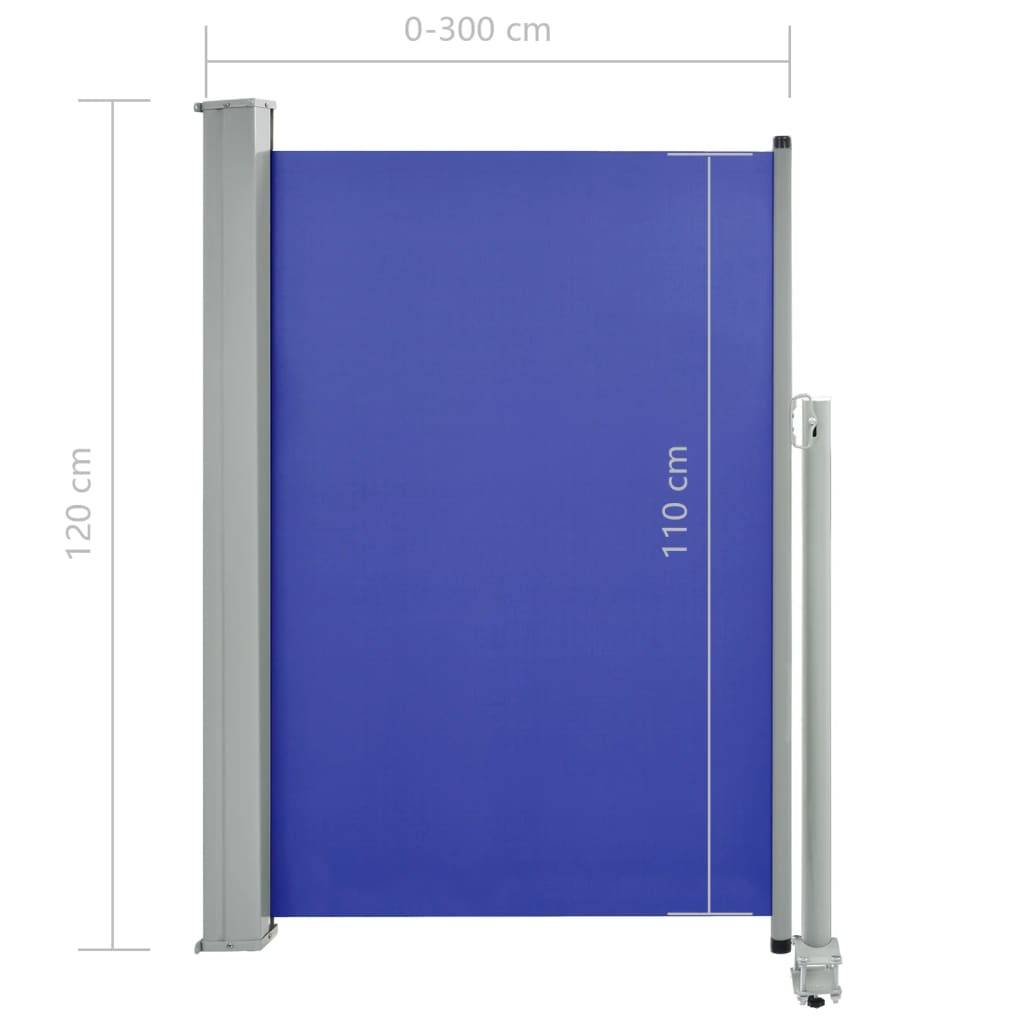 Helloshop26 - Auvent paravent store brise-vue latéral rétractable de patio jardin terrasse balcon protection visuelle écran 120 x 300 cm bleu - Imagen 6