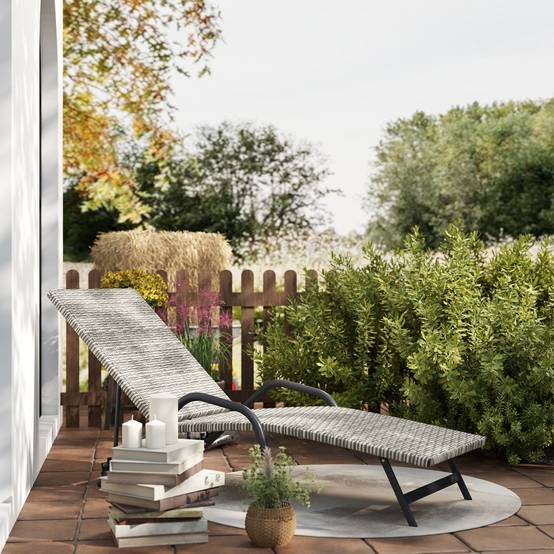Bain de soleil résine tressée marron 156 x 62 x 96 cm - PANGIVO - Image 4