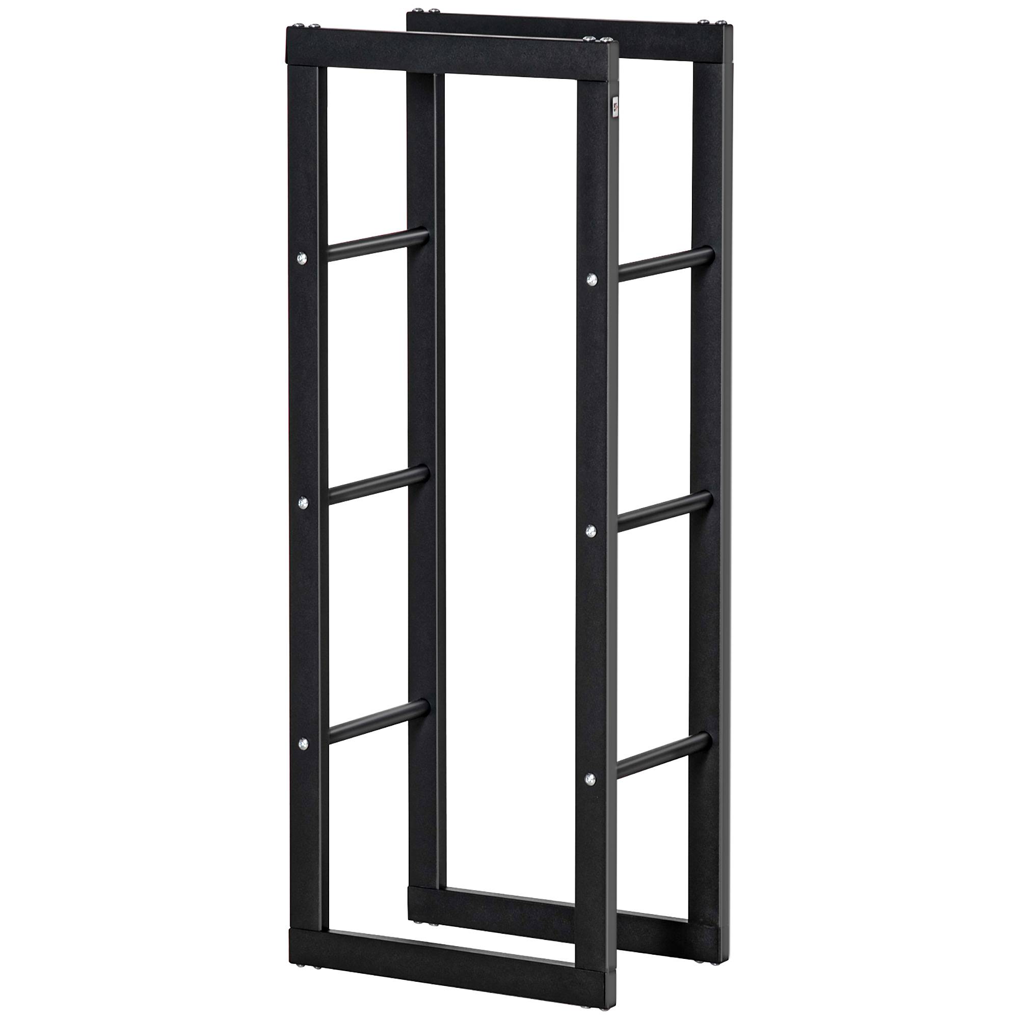 ComfortXL - Porte-bûches en métal noir 40 x 25 x 100 cm pour cheminée terrasse jardin extérieur rangement jusqu’à 100 kg - Image 2