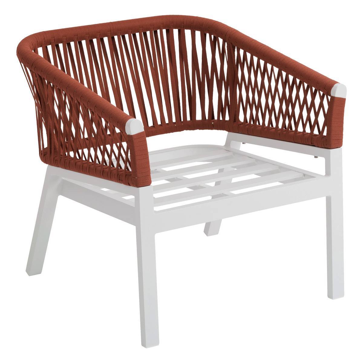 Hesperide - Fauteuil de salon de jardin "Oriengo" brique & blanc en aluminium traité époxy Hespéride - Imagen 2