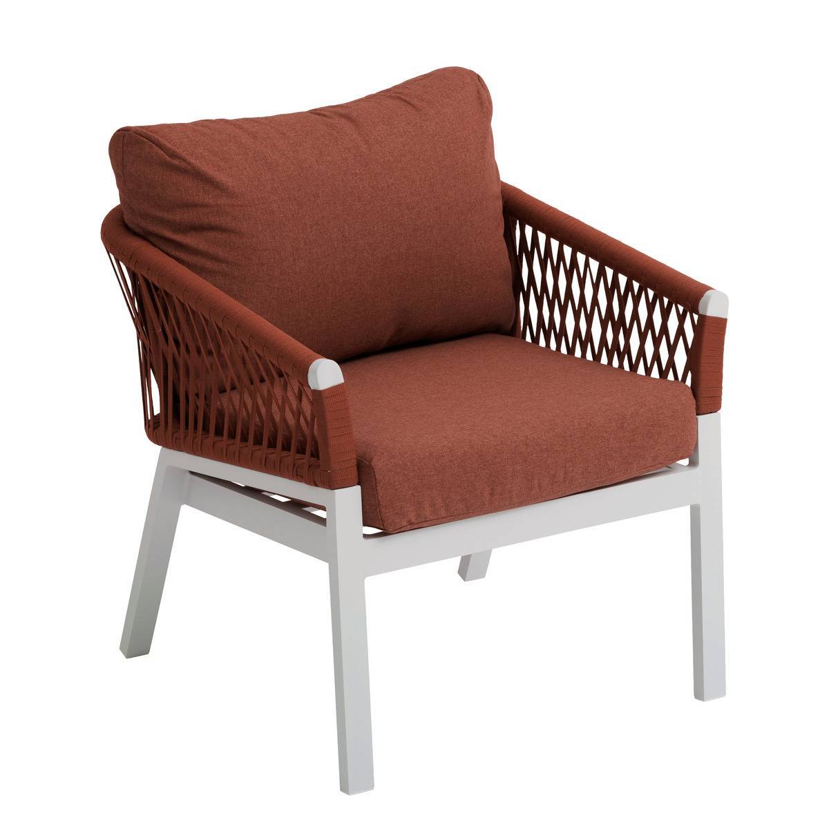 Hesperide - Fauteuil de salon de jardin "Oriengo" brique & blanc en aluminium traité époxy Hespéride - Imagen 1