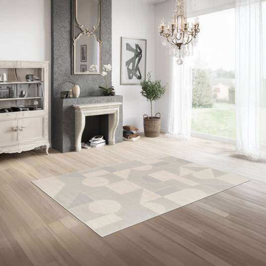 Decoweb - Tapis intérieur géométrique - Bauhaus - Gris et beige naturel - 160 x 230 cm - Decoweb - Imagen 2