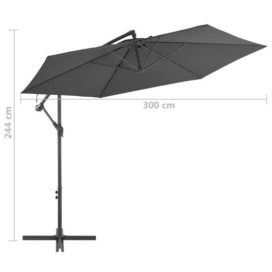 Helloshop26 - Parasol meuble de jardin en porte-à-faux avec poteau aluminium 300 cm anthracite - Imagen 7