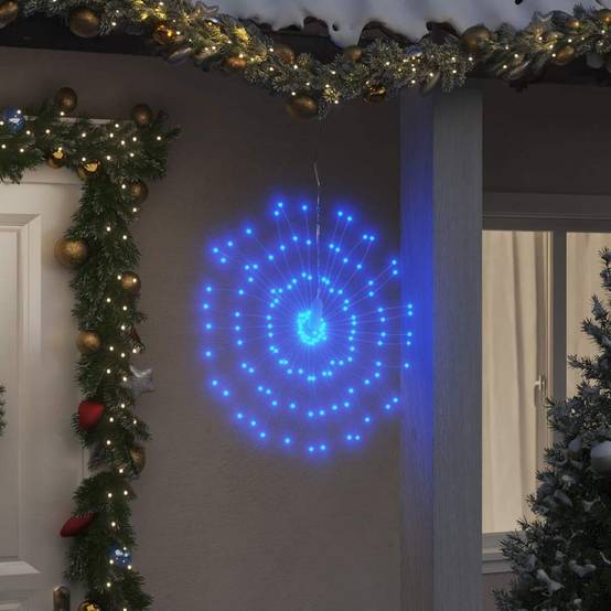 Lot de 4 Étoiles Feu d'Artifice 560 LED Cuivre Déco Noël Bleu 17 cm – ComfortXL Outdoor Living - Image 1