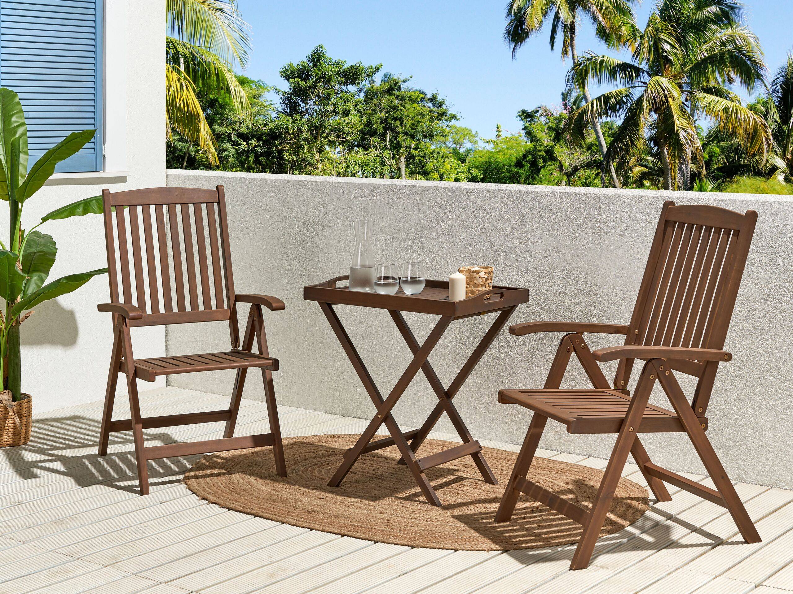 Beliani - Set de bistrot, 2 Personnes Acacia Marron foncé AMANTEA - Beliani - Imagen 1